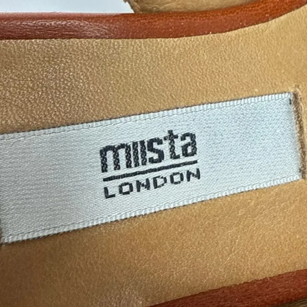 Miista Canar Brown Leather Block Heel Slingback Heela Sandals Pumpa Shoes Size 6
